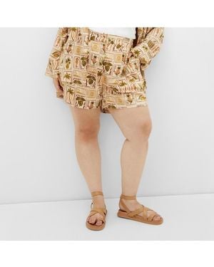 City Chic Plus Size Bella Print Short - Natural