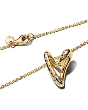 PANDORA Stone-set Heart Pendant Necklace - Metallic