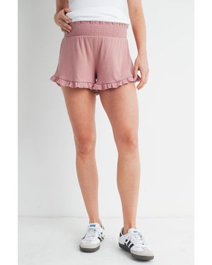 Hello Miss Maternity Smocked Ruffle Lounge Shorts - Pink