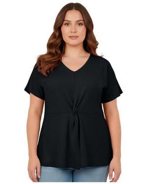 Avenue Plus Size Audrey Twist Knot Top - Black