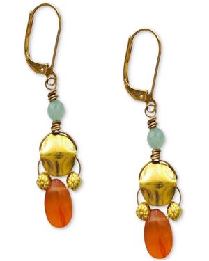 Minu Jewels Carnelian & Amazonite Drop Earrings - Metallic