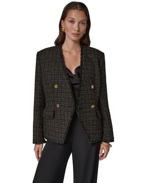 Donna Karan Double Breasted Tweed Blazer - Black