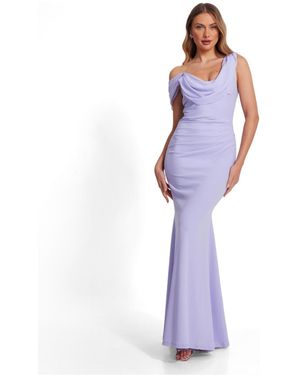 Quiz Chiffon Drape Asymmetric Maxi Dress - Purple