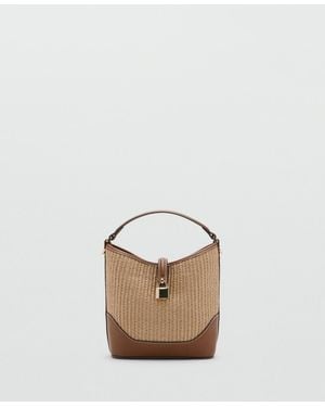 Mango Contrasting Canvas Bucket Bag - Multicolor