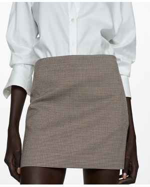 Mango Houndstooth Miniskirt - Gray