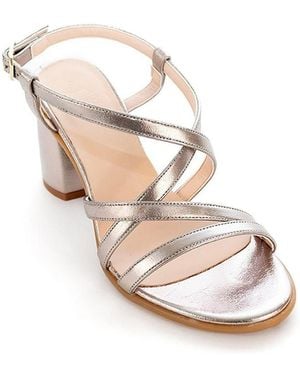 Menina Step Cloe Leather Heeled Sandal - White