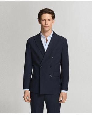 Mango Monaco Double-breasted Slim-fit Suit Blazer - Blue