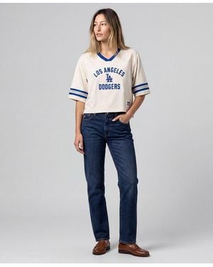 Mitchell & Ness Los Angeles Dodgers Cooperstown Collection Retro Roots Crop Boxy Yoke T-shirt - Blue