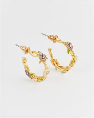 Fable England Wildflower Hoop Earrings - Metallic