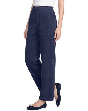 Lands' End Petite Corduroy High Rise Pull On Utility Barrel Leg Pants - Blue