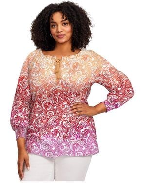 Avenue Plus Size Ombre Print Top - Pink