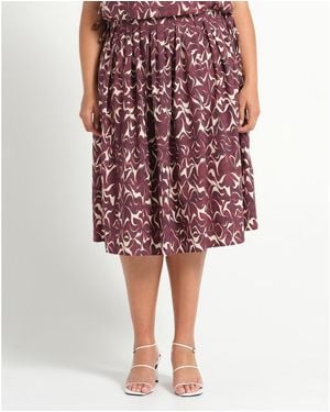 Estelle Plus Size Brinley A-line Pleated Print Midi Skirt - Red