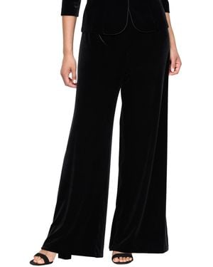 Alex Evenings Palazzo Wide-leg Velvet Pants - Black