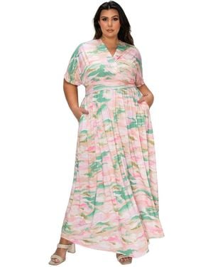 L I V D Plus Size Reverie Empire Waist Dress - White