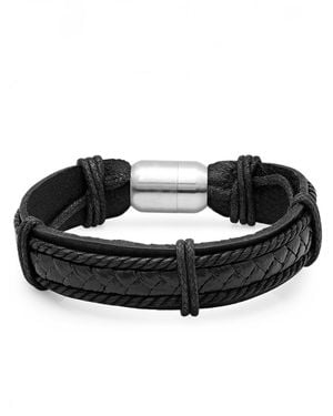 Steeltime Genuine Leather Bracelet - Black