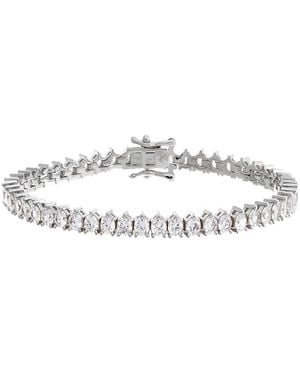 By Adina Eden Thin Three Gold Plated Prong Tennis Bracelet - Metallic