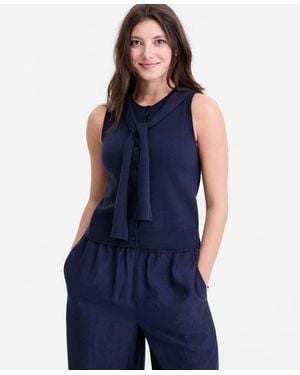 On 34th Tie-neck Sleeveless Sweater - Blue
