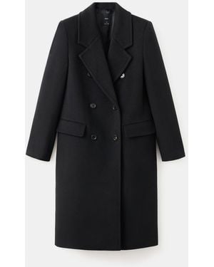 Mango Double-breasted Wool Coat - Black