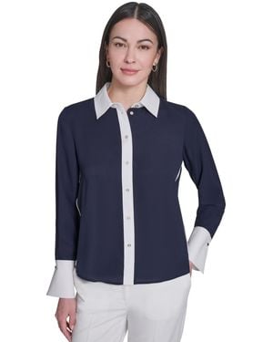 Tommy Hilfiger Slim-fit Button-up Top - Blue