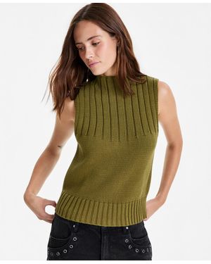 And Now This Rib-knit Mock-neck Shell - Green