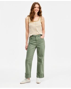 On 34th High-rise Cuffed Wide-leg Ankle Pants - Green