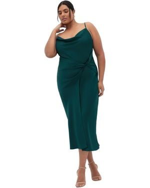 City Chic Plus Size Adelina Twist Slip Dress - Green