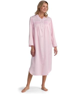 Miss Elaine High V-neck Long Sleepwear Gown - Pink