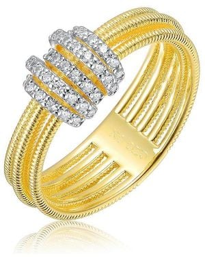 Rachel Glauber Radiant 14k Plated Mesh Brilliant Cz Bands Ring - Metallic