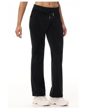 Juicy Couture Rib Waist Long Velour Pant - Black