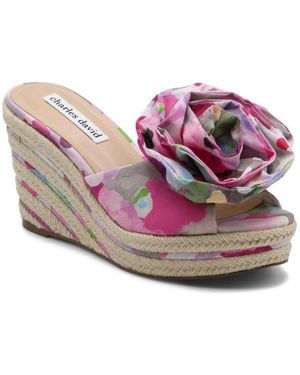 Charles David Crash Floral Wedge - Pink