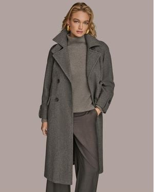 Donna Karan Double-breasted Belted Wrap Coat - Gray