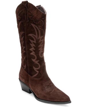 Forever & Always Shoes Matias Leather Western Block-heel Boots - Brown