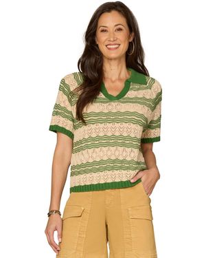 Democracy Short-sleeve Cotton Polo Top - Green
