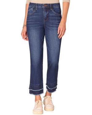Democracy Petite "ab" Solution Kick Flare Mid Rise Jeans - Blue