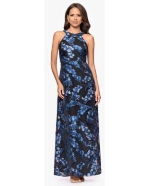 Betsy & Adam Betsy Adam Floral Print Halter Dress - Blue