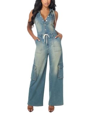 TRUE RELIGION Cargo Wide-leg Sleeveless Jumpsuit - Blue