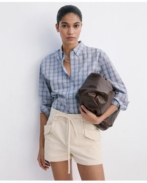 Mango Mid-rise Flap Pockets Denim Shorts - Blue