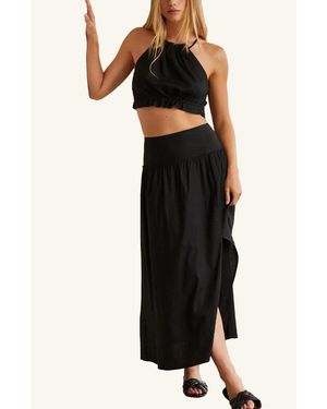 Crescent Halter Skirt Set - Black
