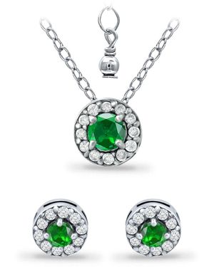 Giani Bernini Created Quartz And Cubic Zirconia Halo Pendant And Earring Set - Green
