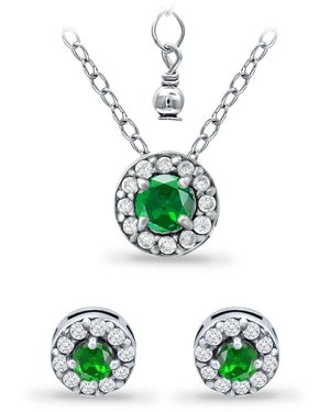 Giani Bernini Created Quartz And Cubic Zirconia Halo Pendant And Earring Set - Green