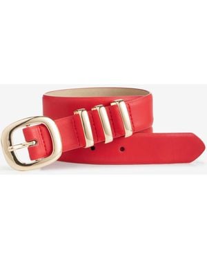 On 34th Triple Loop Centerbar Buckle Pant Belt - Red