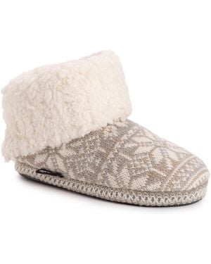 Muk Luks Melinda Cuff Boot Faux-fur Slippers - White