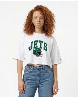 Champion New York Jets Boyfriend Cropped Graphic T-shirt - White