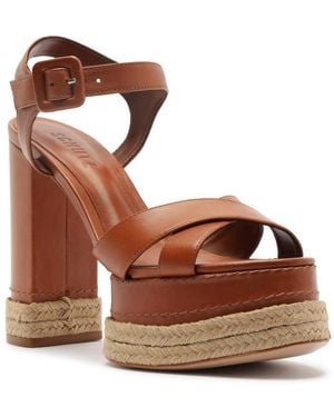 SCHUTZ SHOES Hilda Rope High Round Toe Platform Sandals - Brown