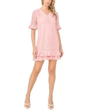 Cece Lace Detail V-neck Shift Dress - Pink