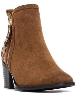 Xti Suede Heeled Ankle Booties - Brown