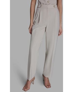 BCBGMAXAZRIA Pinstripe Pleated Mid Rise Pants - Gray