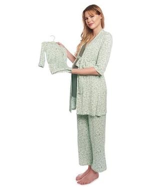Everly Grey Maternity Analise During & After 5-piece Maternity/nursing Sleep Set - Black