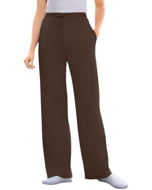Woman Within Within Tall Sport Knit Straight-leg Pull-on Pants - Brown