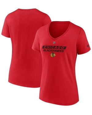 Fanatics Chicago Blackhawks Authentic Pro Core Primary V-neck T-shirt - Red